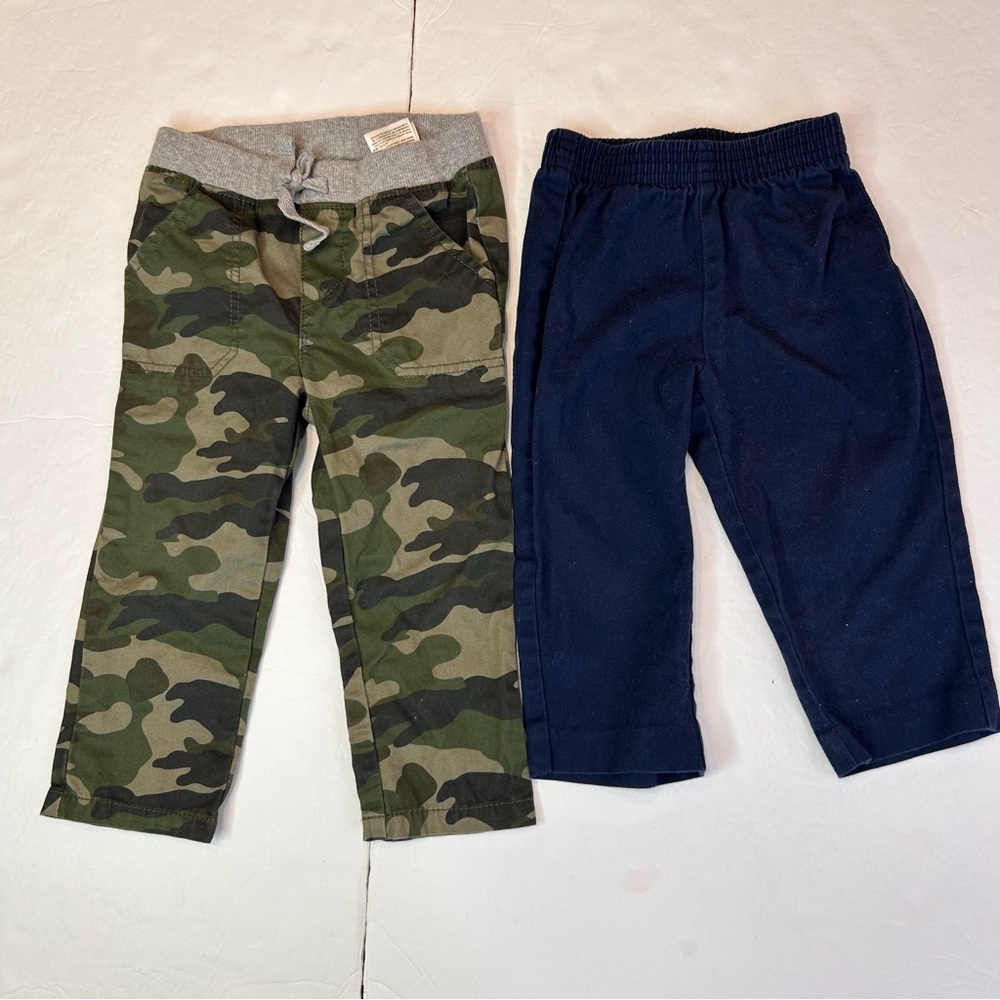 Old Navy Green Camouflage& Blue Van Heusen Kids Joggers pants size 12 /18-24M